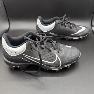 Nike Cleats Womens 8 Softball HyperDiamond 4 Fastflex Black White Swoosh Preppy